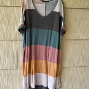 Chris & Carol Multicolor Striped V-Neck Tunic